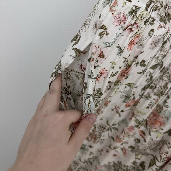 Frye Womens XL Cream Button Front Midi Dress Folk Garden Cottagecore Peasant - Picture 7 of 8